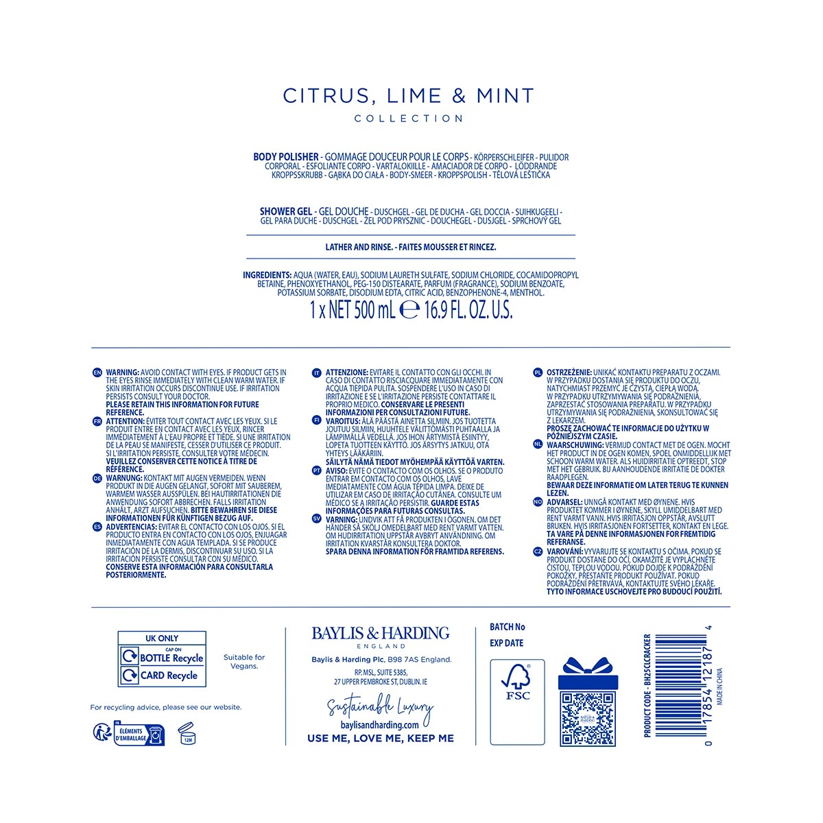 4 Baylis & Harding Sport Shower Gel Set - Citrus, Lime and Mint, 4 of 4