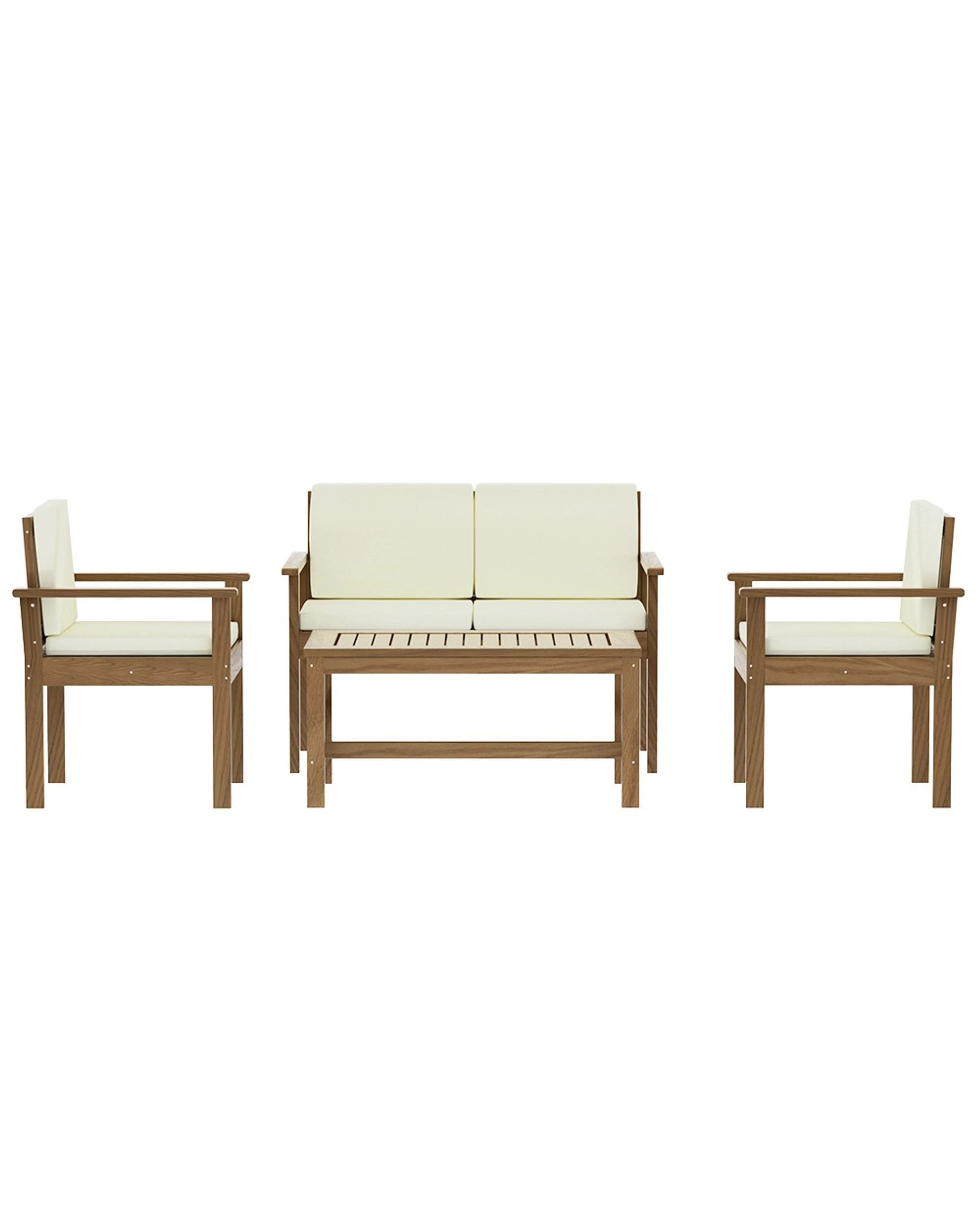 3 Gardeon 4-Piece Outdoor Sofa Set Wooden Couch Lounge Setting - Brown, 3 of 6