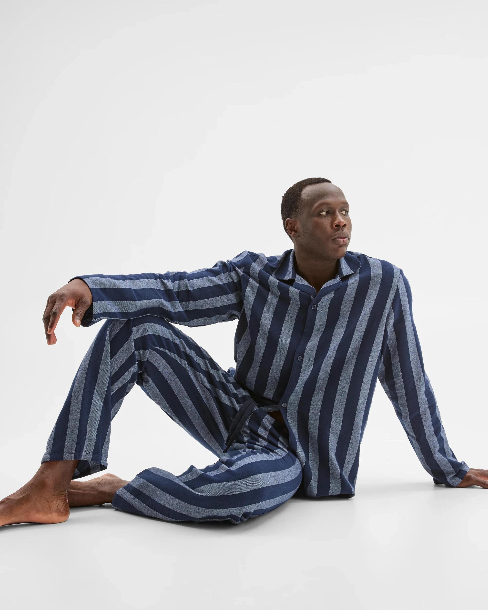 1 Maxx Flannelette Pyjama Set NAVY STRIPE, 1 of 7