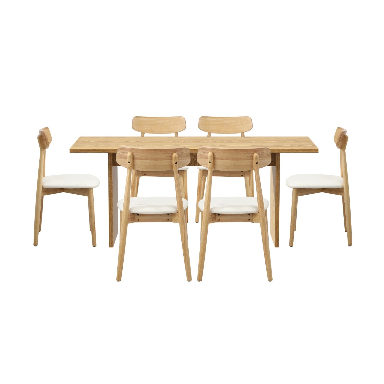 9 Oikiture 6-Seater Dining Table and Chairs Wooden Furniture Set - Natural, 9 of 9