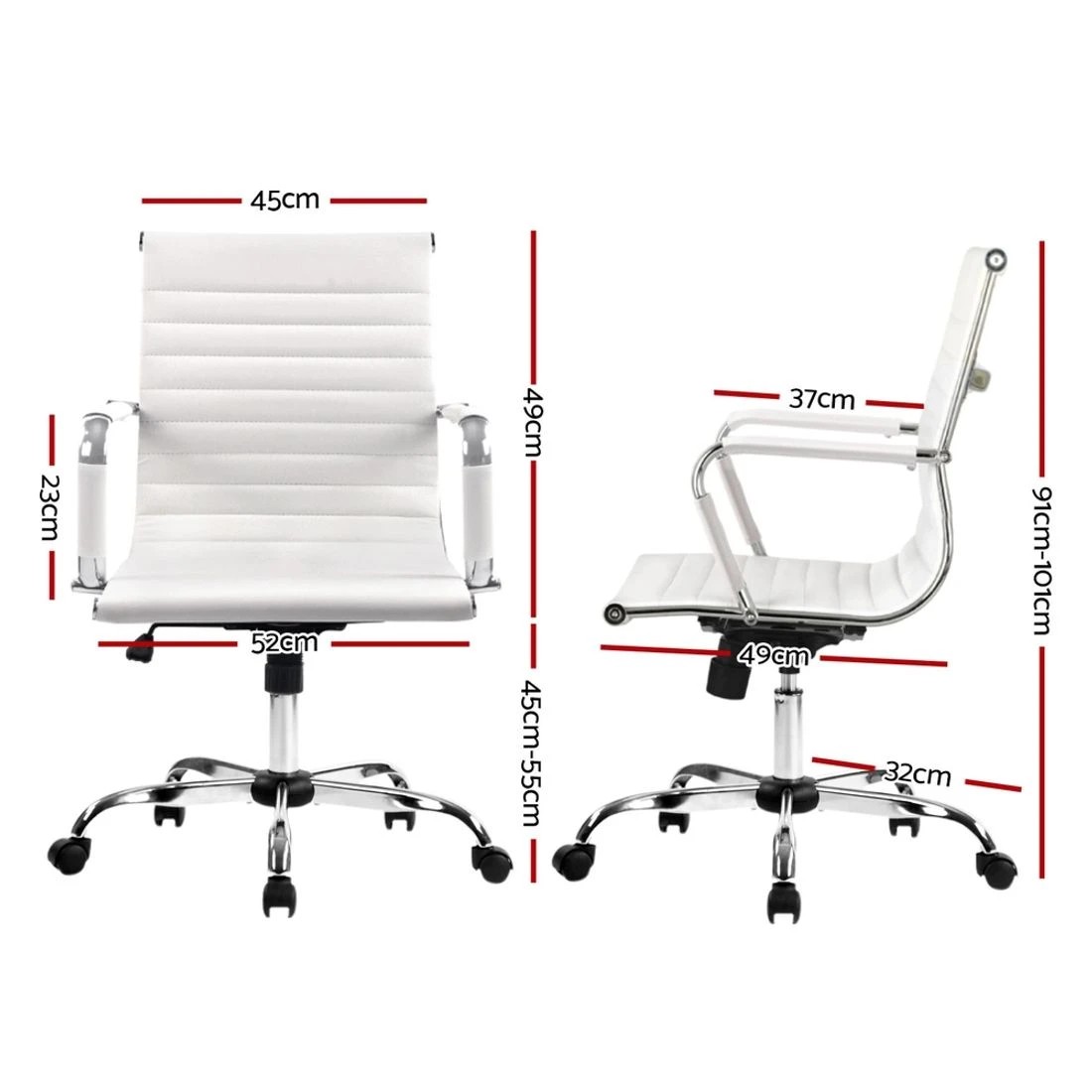 3 Artiss Office Chair Conference Chairs PU Leather Mid Back - White, 3 of 8