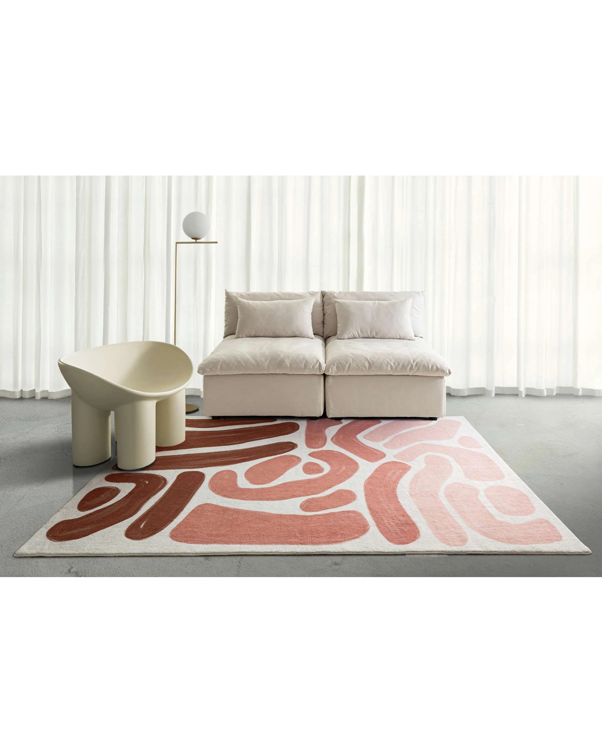 2 Loopsie Sapa Abstract Washable Rug-180cm x 120cm - Pink, 2 of 8