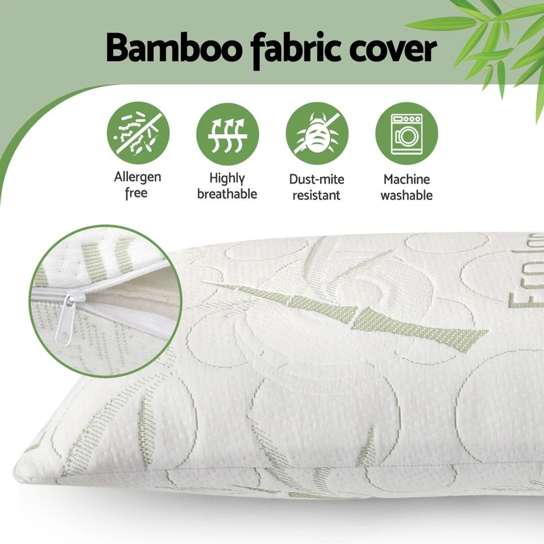 5 Giselle Bedding Body Support Pillow Bamboo Cover - White, 5 of 10