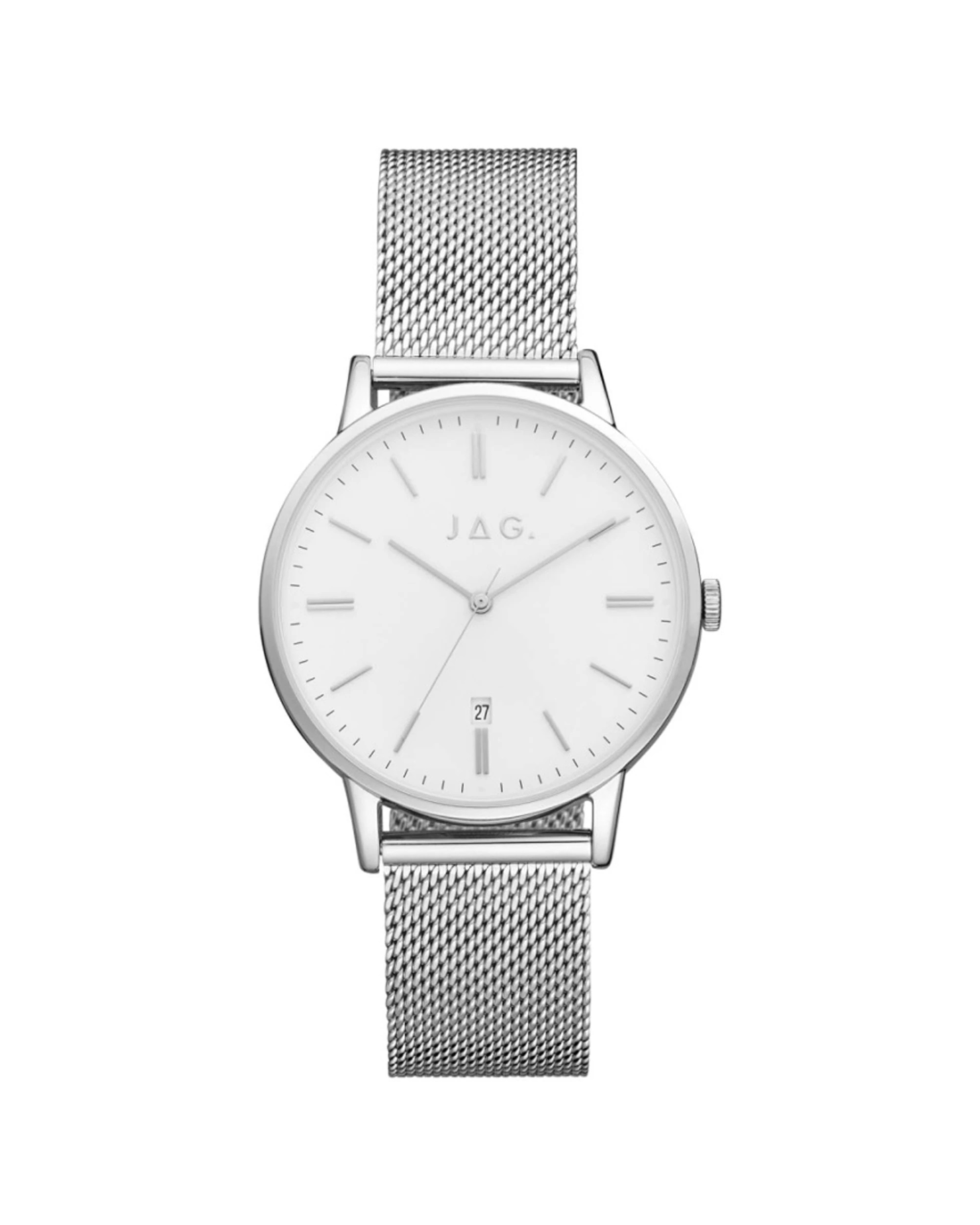 1 JAG Lawrence Silver Stainless Steel Bracelet Band 38mm Watch 3 ATM Water Resistant, 1 of 3