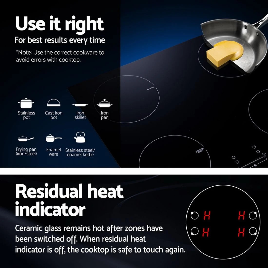 6 Devanti Electric Induction Cooktop 70cm Ceramic 4 Zones Stove Cook Top Hot Plate 7000W - Black, 6 of 6