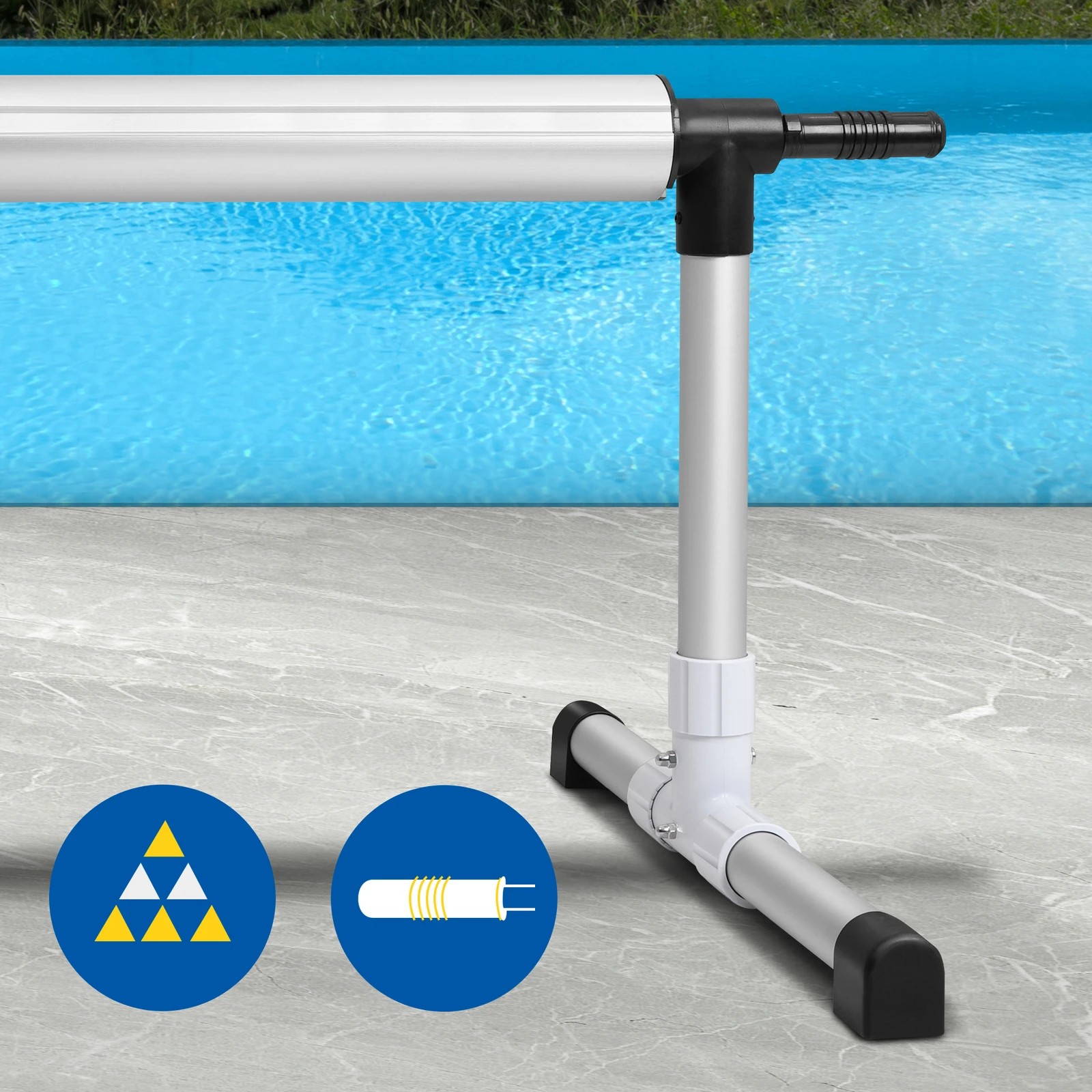 3 Alfordson Pool Cover Roller 4.5m Adjustable Solar Blanket Reel Swimming - Black, 3 of 10