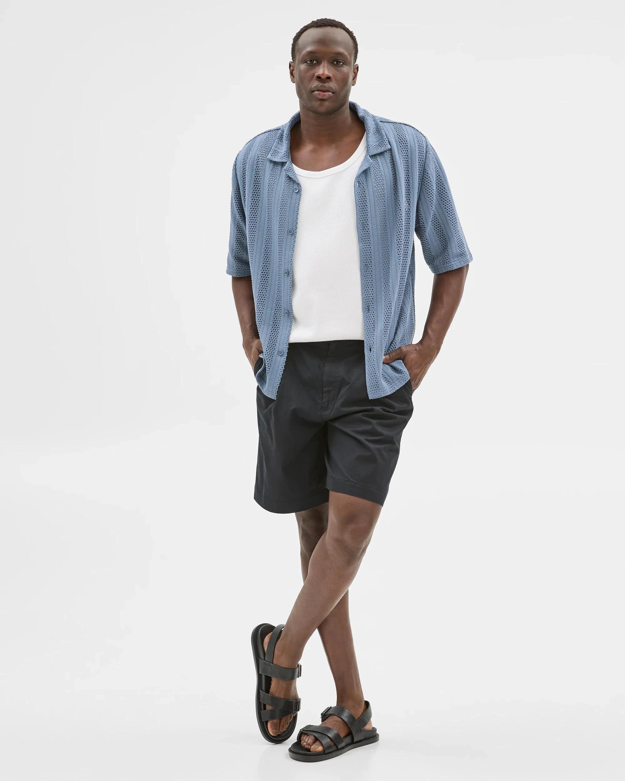 1 Australian Cotton Blend Knit Resort Shirt - Commons BLUE, 1 of 6