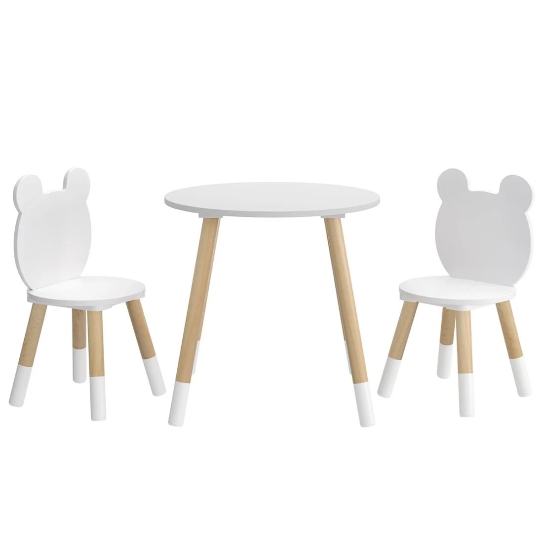 4 Keezi 3 Piece Kids Table and Chairs Set Activity Playing Study Children Desk - White, 4 of 7