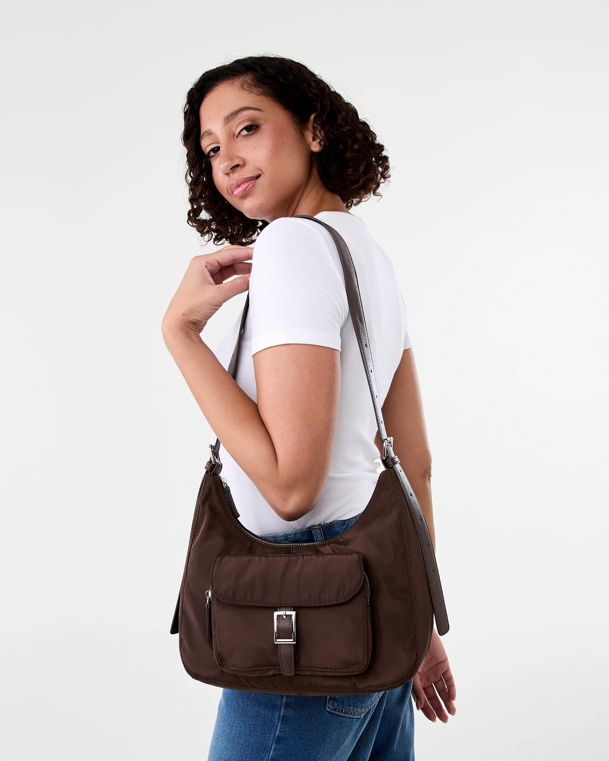 7 Nylon Pocket Crossbody Bag Deep Fudge, 7 of 7