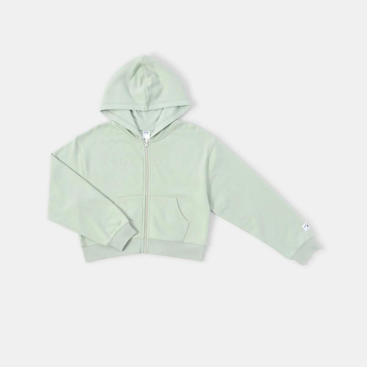 9 Cropped Zip Through Hoodie Aqua Grey, 9 of 10