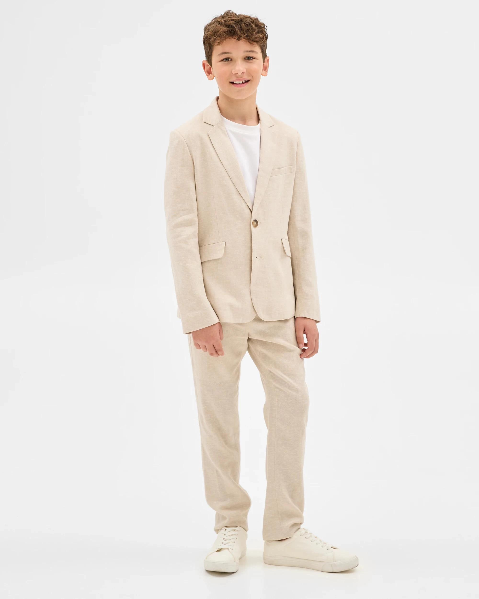 2 Target Boys Linen Blend Suiting Jacket NEUTRAL, 2 of 10