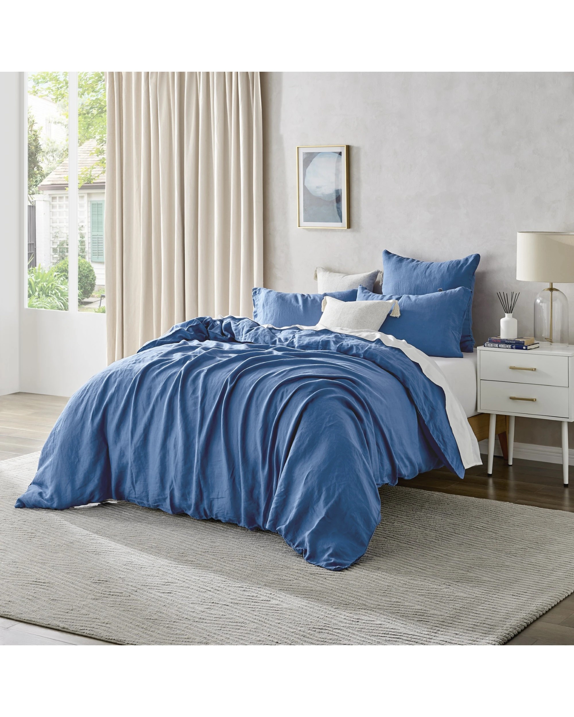 3 Natural Home 100% European Flax Linen Quilt Cover Set - King Bed - Deep Blue, 3 of 10