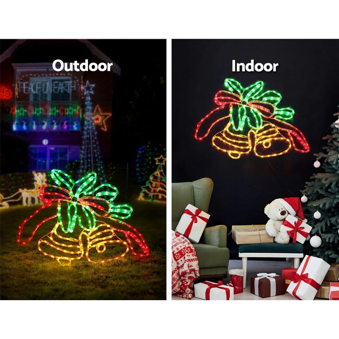 4 Jingle Jollys Christmas Lights 76cm Bells 216 LED Decorations - Multi, 4 of 7