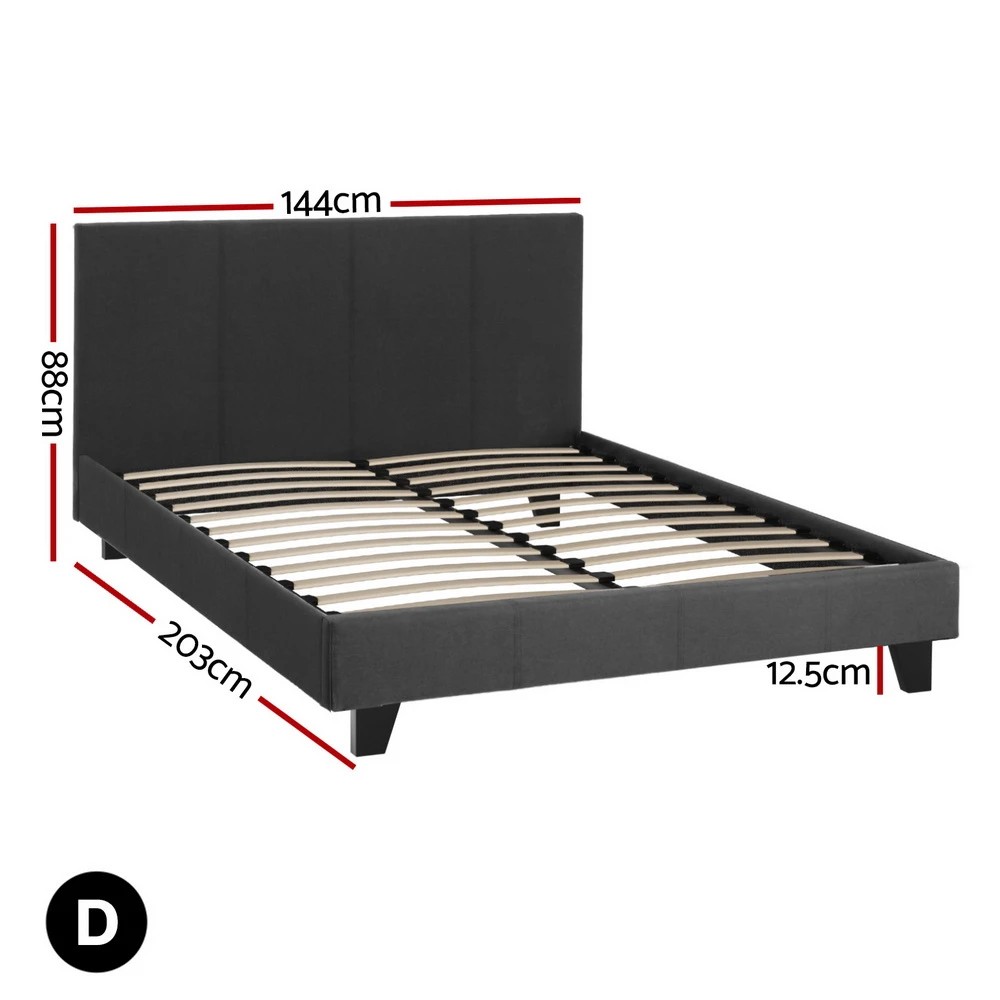 2 Artiss Bed Frame Double Size Charcoal NEO - Charcoal, 2 of 7