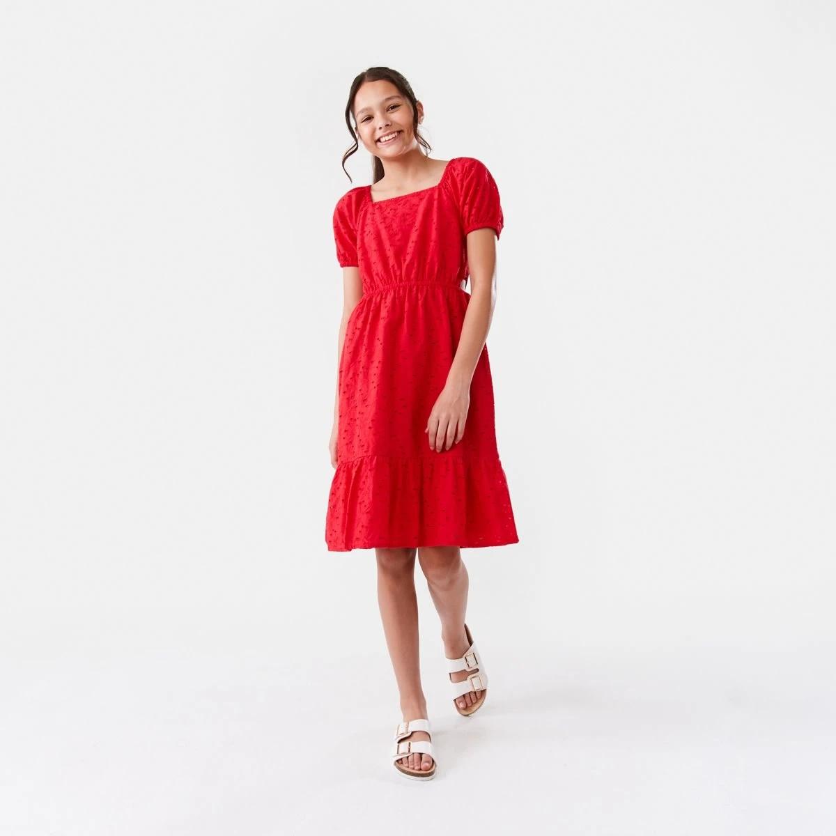 6 Broderie Dress Lolli Red, 6 of 9