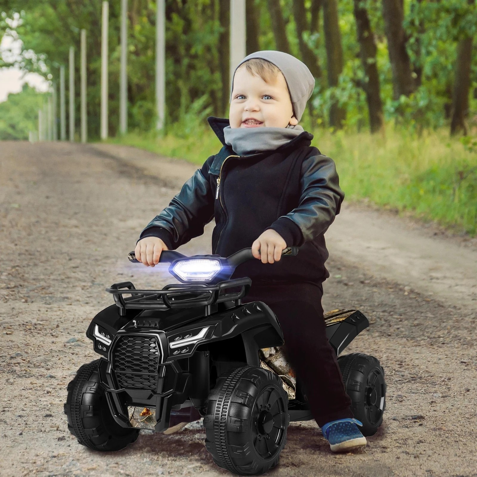4 Alfordson Kids Ride On Car Electric ATV Toy 25W Motor W/ USB MP3 LED Light - Black, 4 of 10