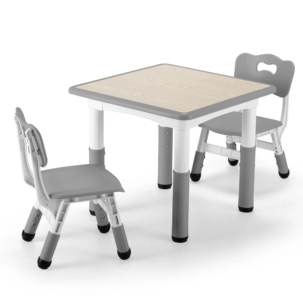 1 PlayPals Kids Table Chairs Set Height Adjustable Toddler Graffiti Desktop - Grey, 1 of 4