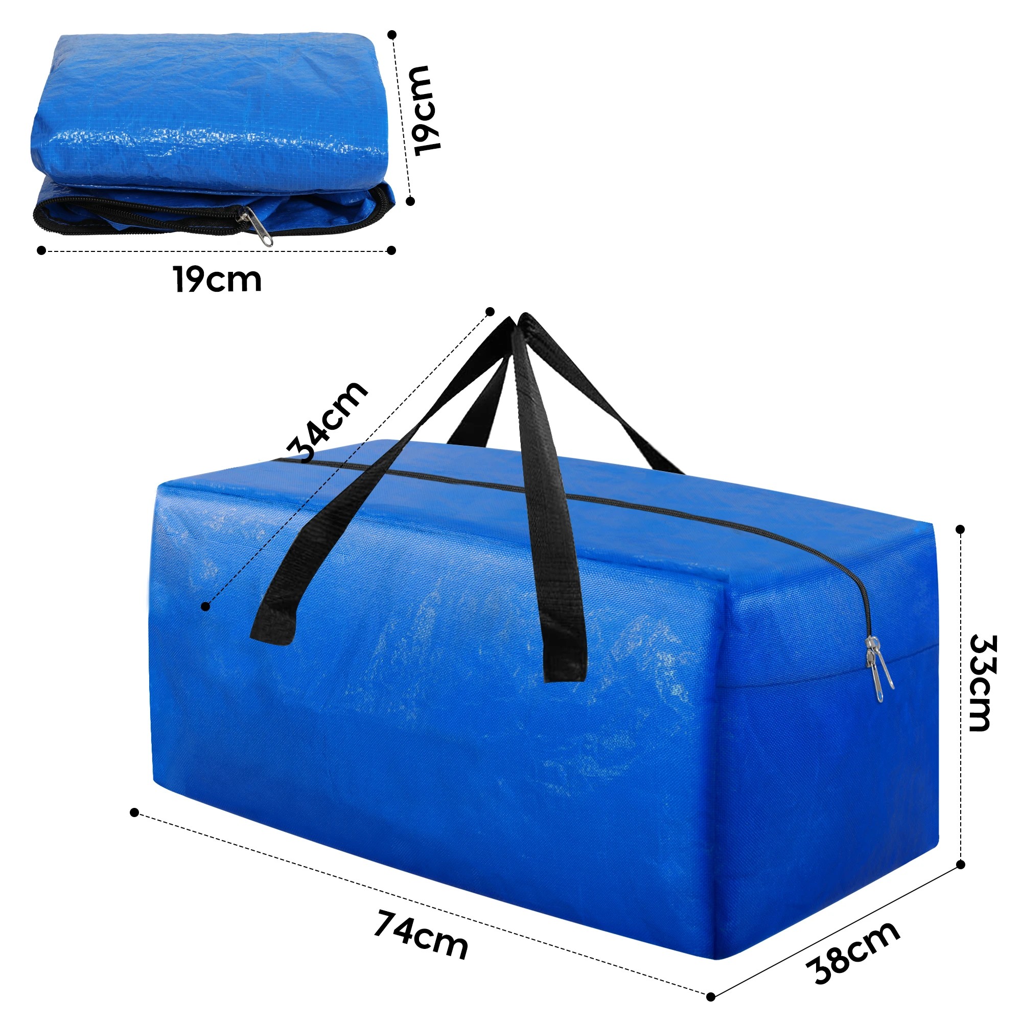 3 Traderight 6PCS Moving Box With Zip and Handle - Blue, 3 of 9
