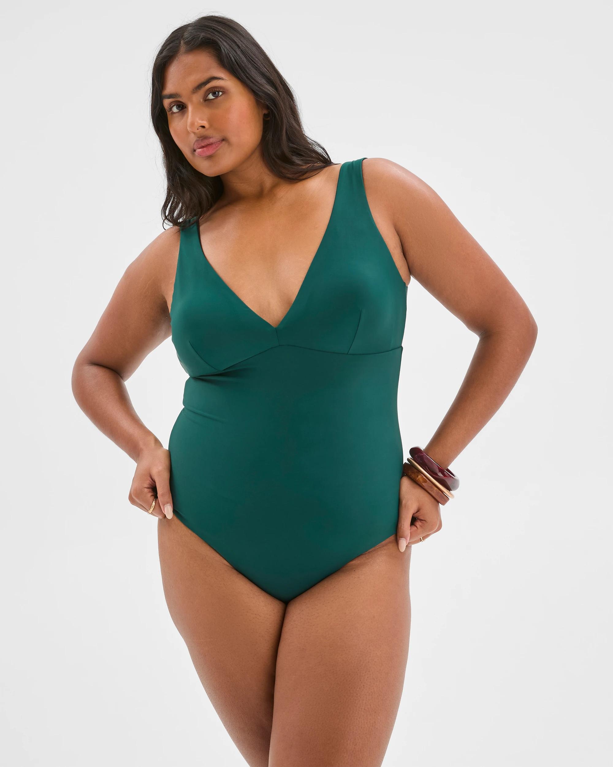 8 Target Woman Resort Reversible V-Neck Matte Micro One Piece Swimsuit BLACK/DEEP FOREST, 8 of 9