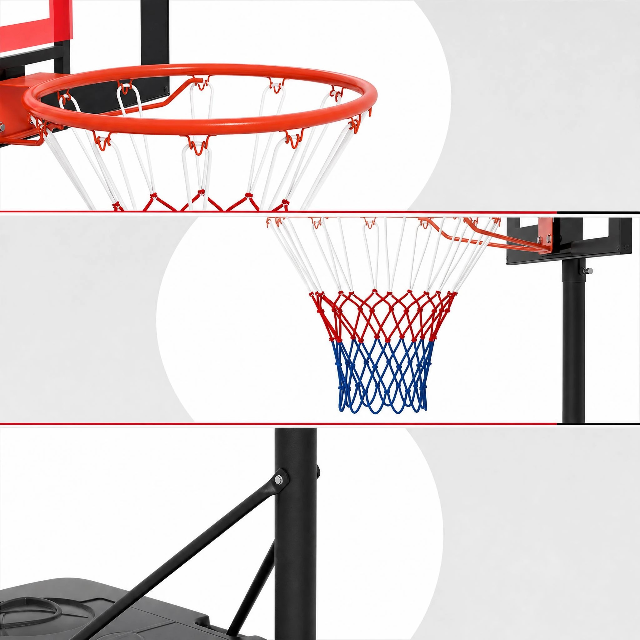 4 Costway 1.4-2.6m Portable Basketball Hoop Stand System w/Shatterproof PC Backboard - Red, 4 of 7