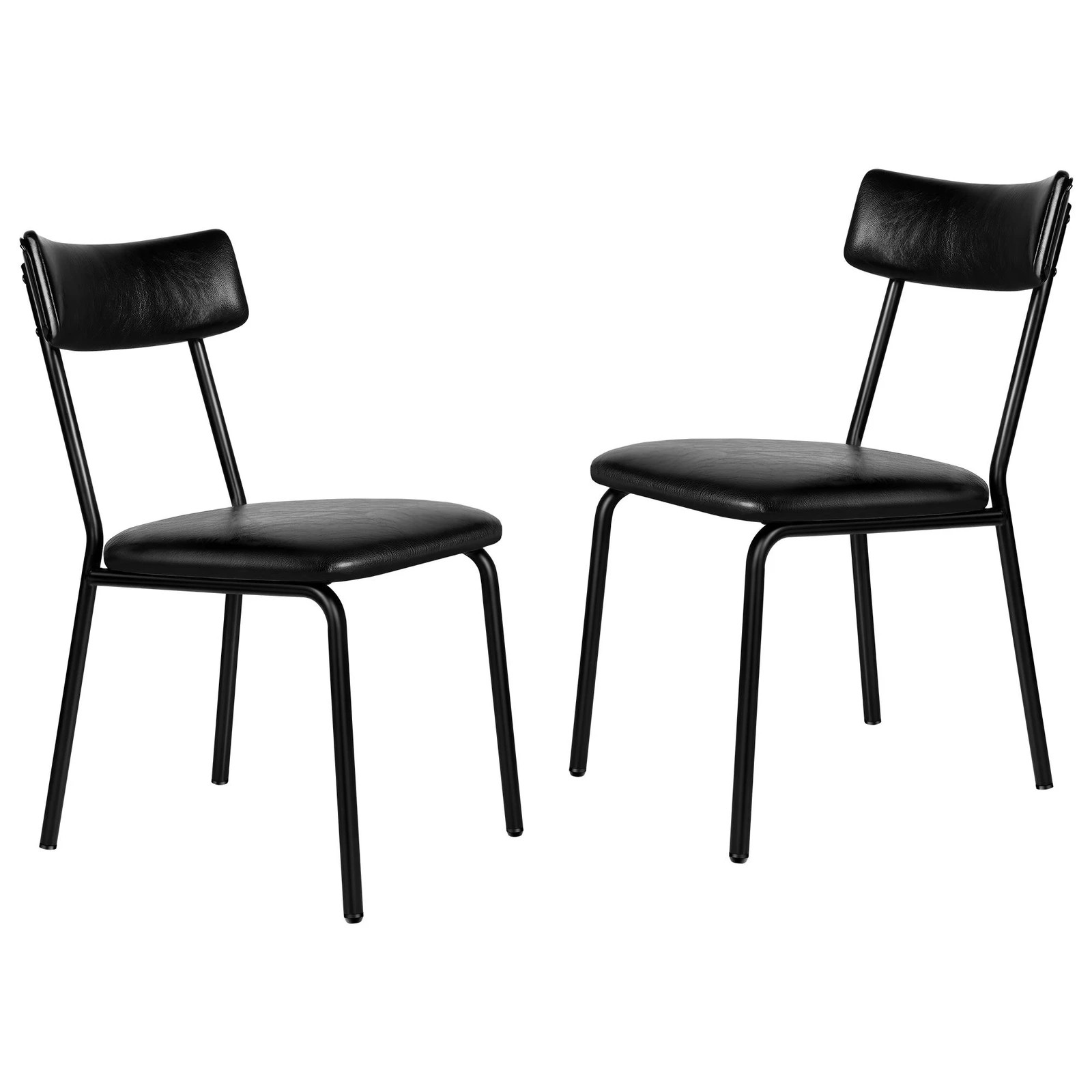 1 Alfordson 2x Dining Chairs Accent Kitchen Lounge Curved Back PU Leather - Black, 1 of 10