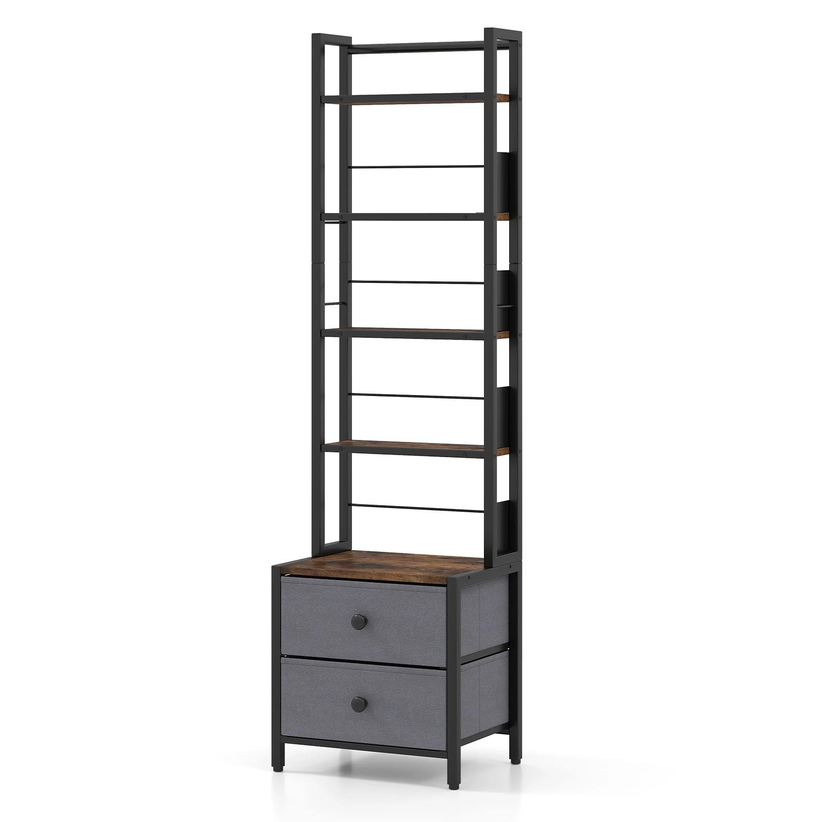 1 Costway 5-Tier CD Storage Rack Bookshelf w/Drawers Display Storage Cabinet, 1 of 6