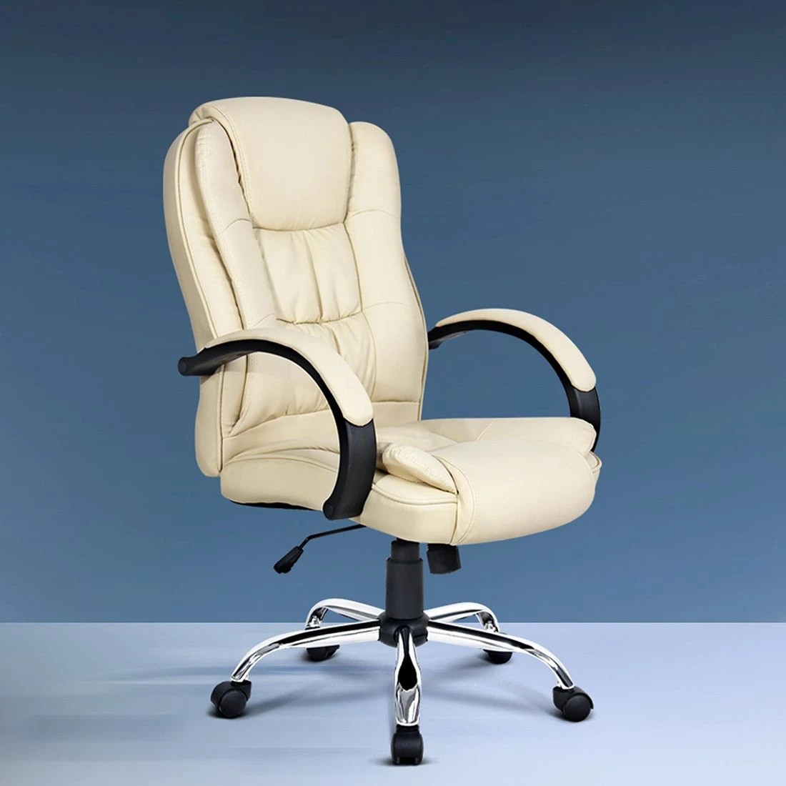 3 Artiss Executive Office Chair PU Leather High Back Tilt Adjustable Swivel Headrest Armrests Ergonomic Comfort - white, 3 of 10