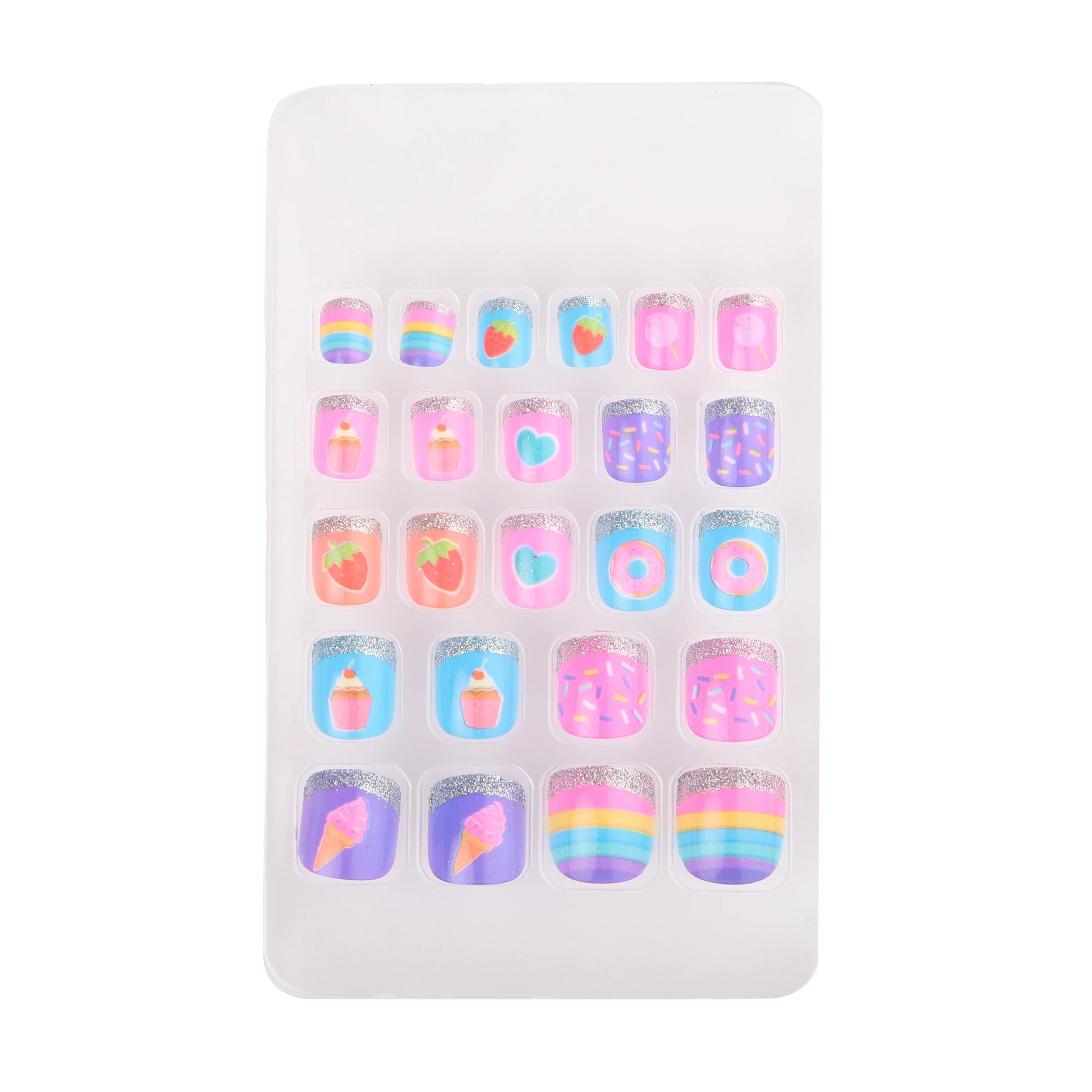 2 BYS Mini Me 24 Pack Press on Nails - Fun-dae Sweets, Square Shape, 2 of 2