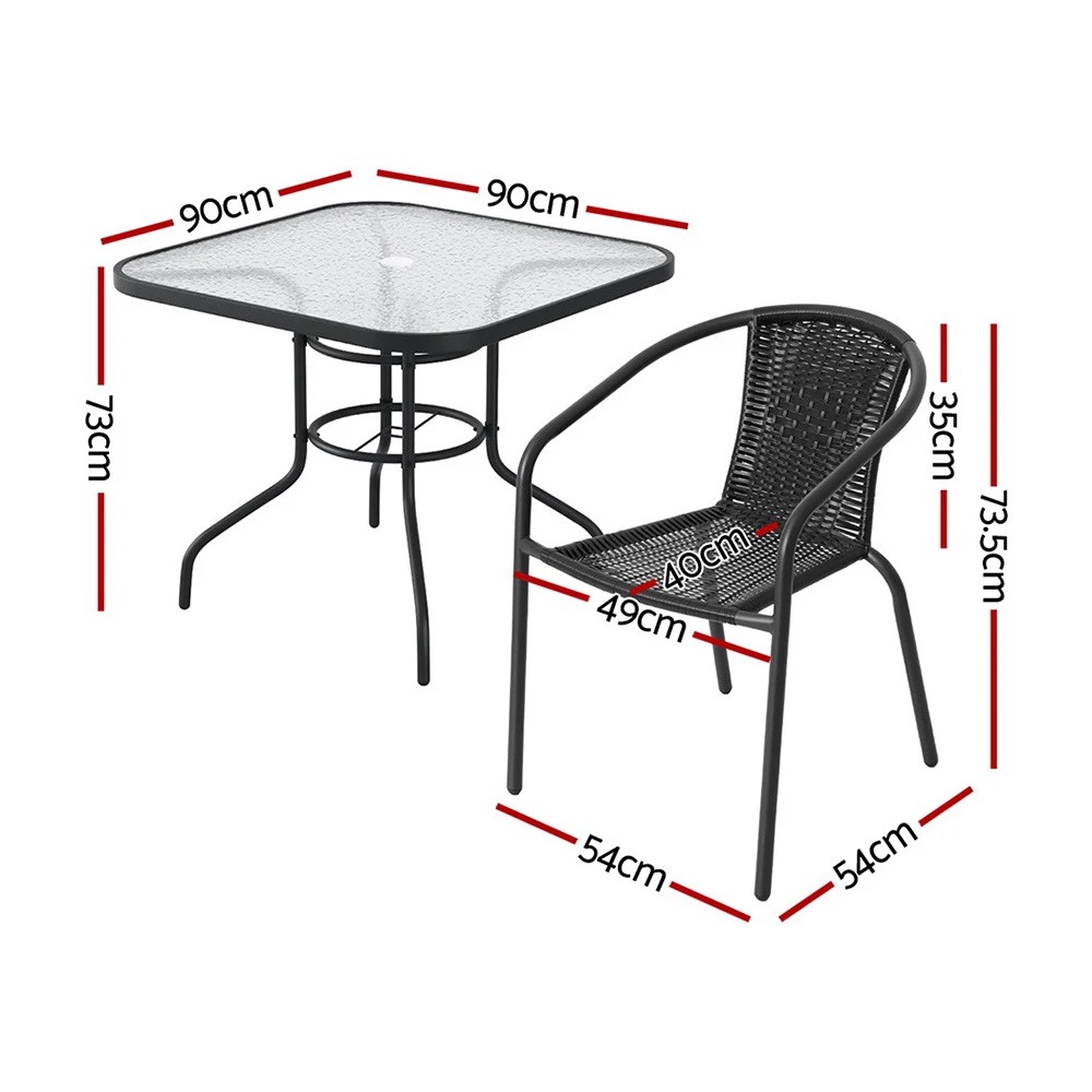 2 Gardeon Outdoor Dining Set 5 Piece Steel Stackable Chairs Table Patio Furniture - Black, 2 of 6
