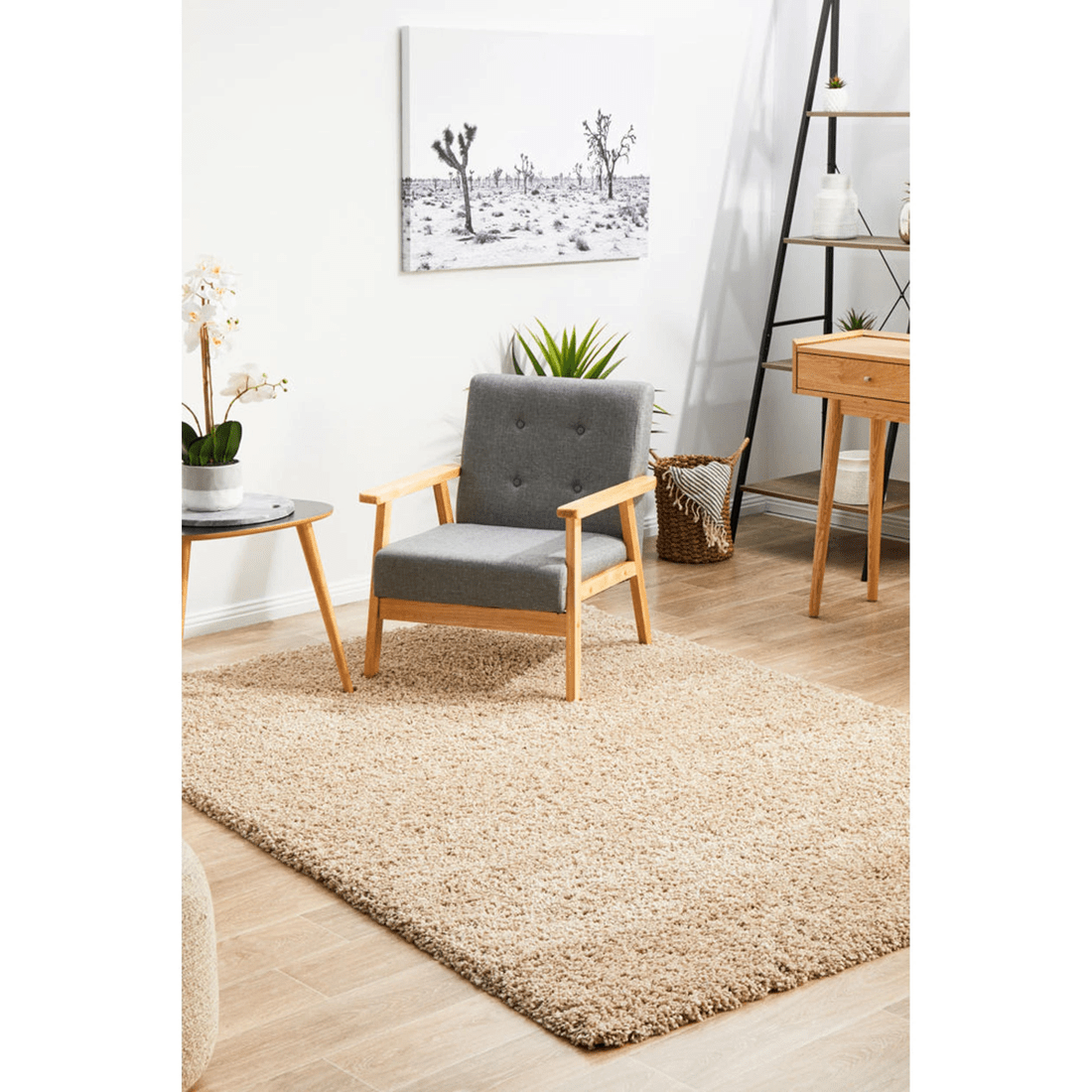 3 Rug Culture Laguna Linen Shag Rug — 40 mm Polypropylene, Beige, Power-Loomed (Made in Turkey) - Beige, 3 of 9
