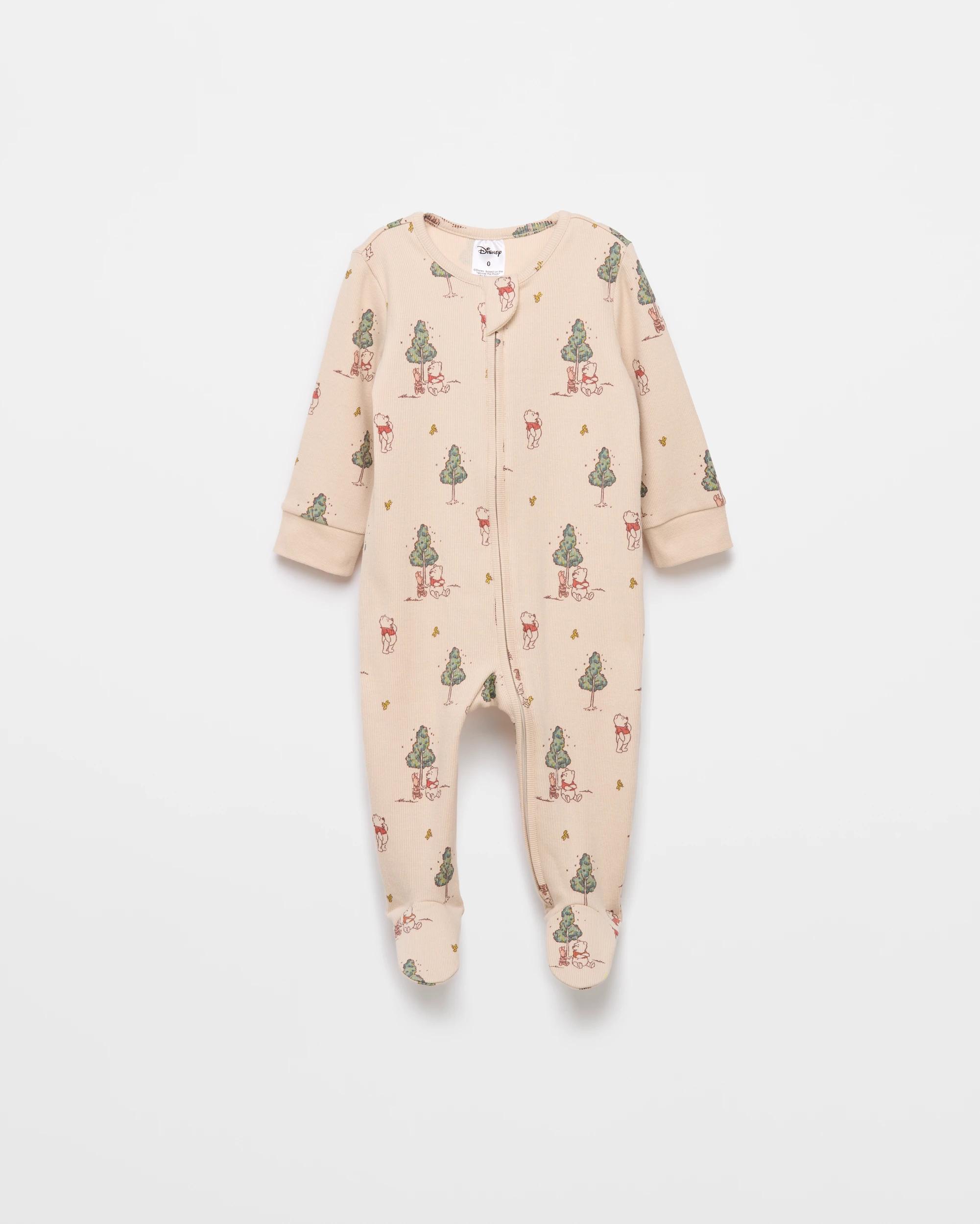1 Baby Disney Organic Cotton Print Zip Coverall WINNIE THE POOH, 1 of 2