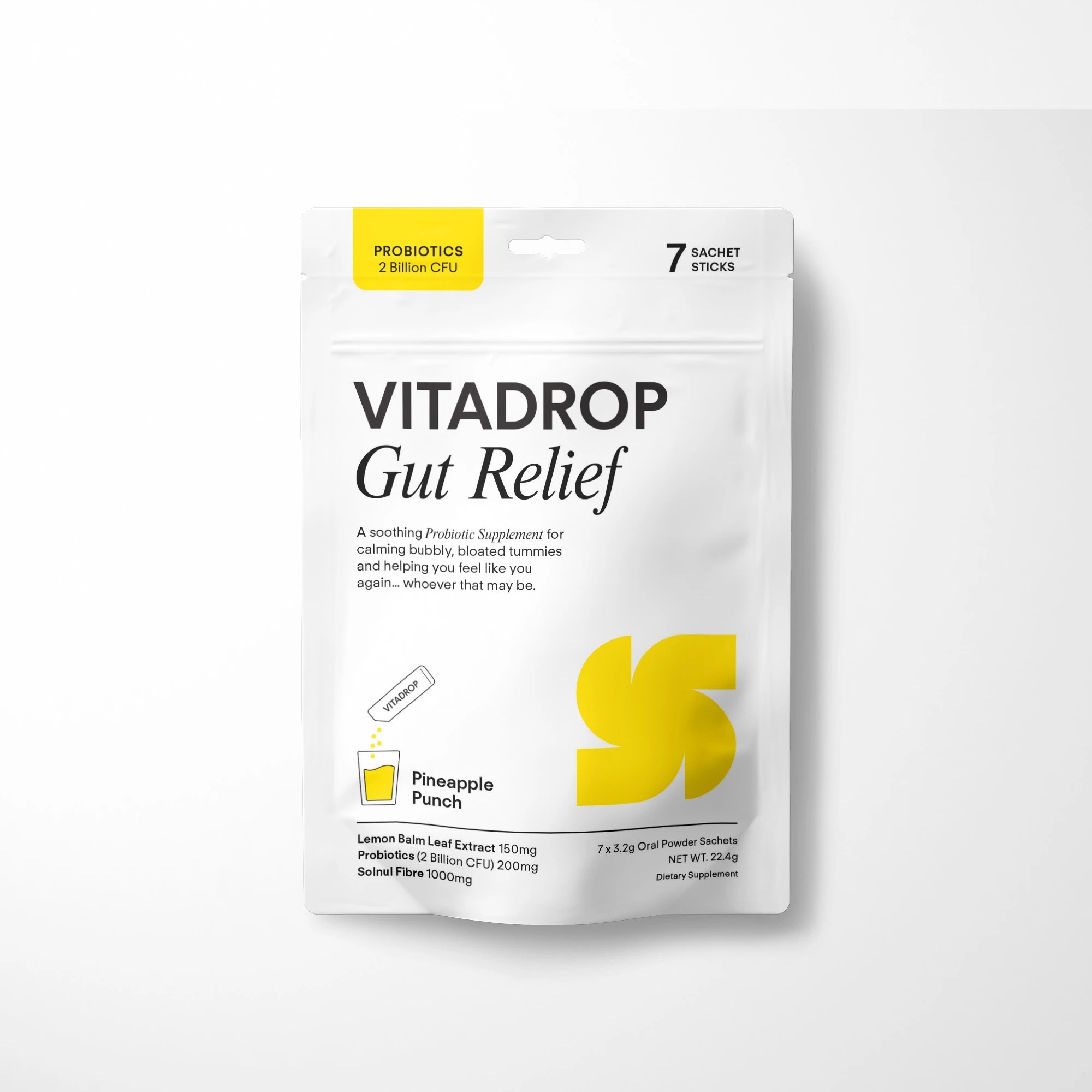1 7 Pack Vitadrop Gut Relief Supplement - Pineapple Punch, 1 of 4
