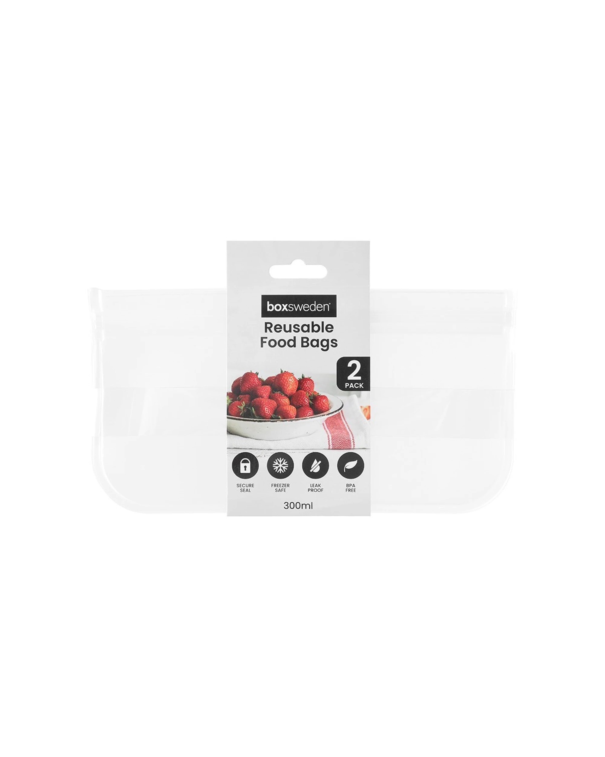 2 Boxsweden 6x 2pc Reusable 2D Food Storage Bag Set 300ml - Clear, 2 of 6