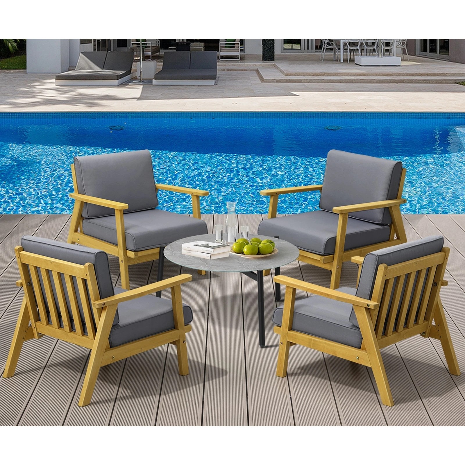 9 Livsip Outdoor Lounge Set 5pcs Patio Furniture Set 70cm Coffee Side Table
 - Multi, 9 of 10