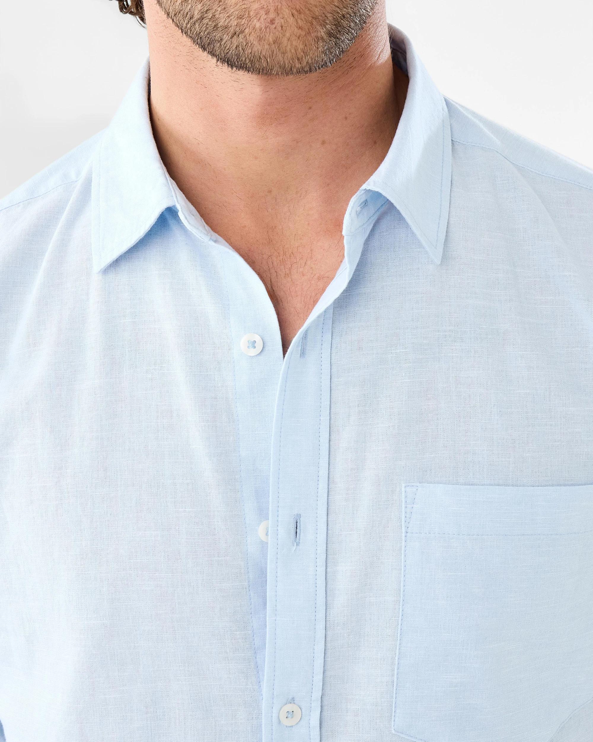 6 Long Sleeve Cotton Linen Shirt Blu Crystl, 6 of 10