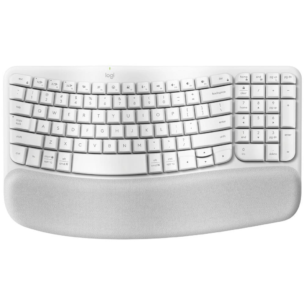 1 Logitech Wave Keys Wireless Ergonomic Keyboard Off-White, 1 of 9