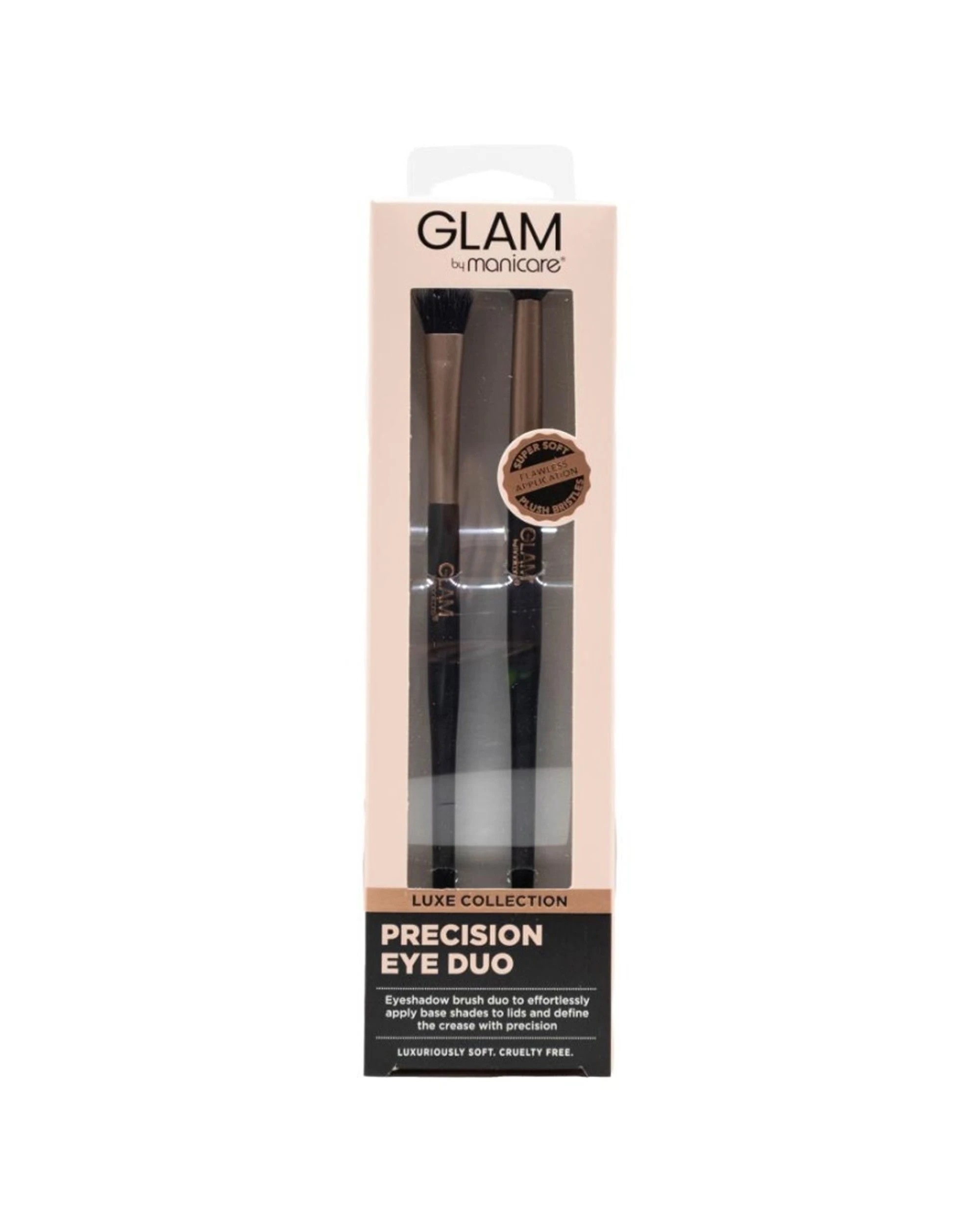 2 Manicare Glam Lux Precision Eye Brow Duo Brush Set 6PK Professional Series - Black, 2 of 3