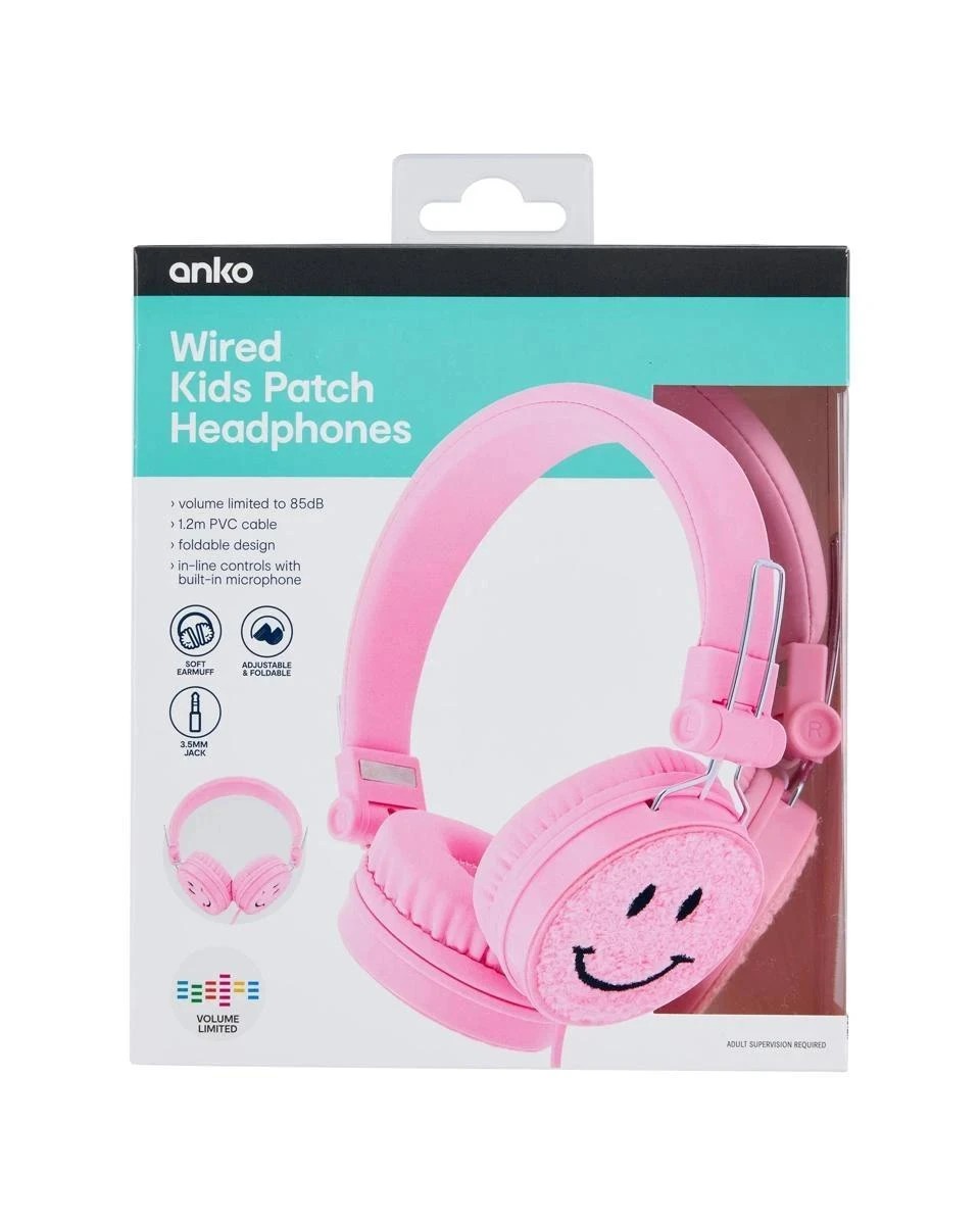 8 Kids Patch Wired Headphones - Pink, 8 of 9