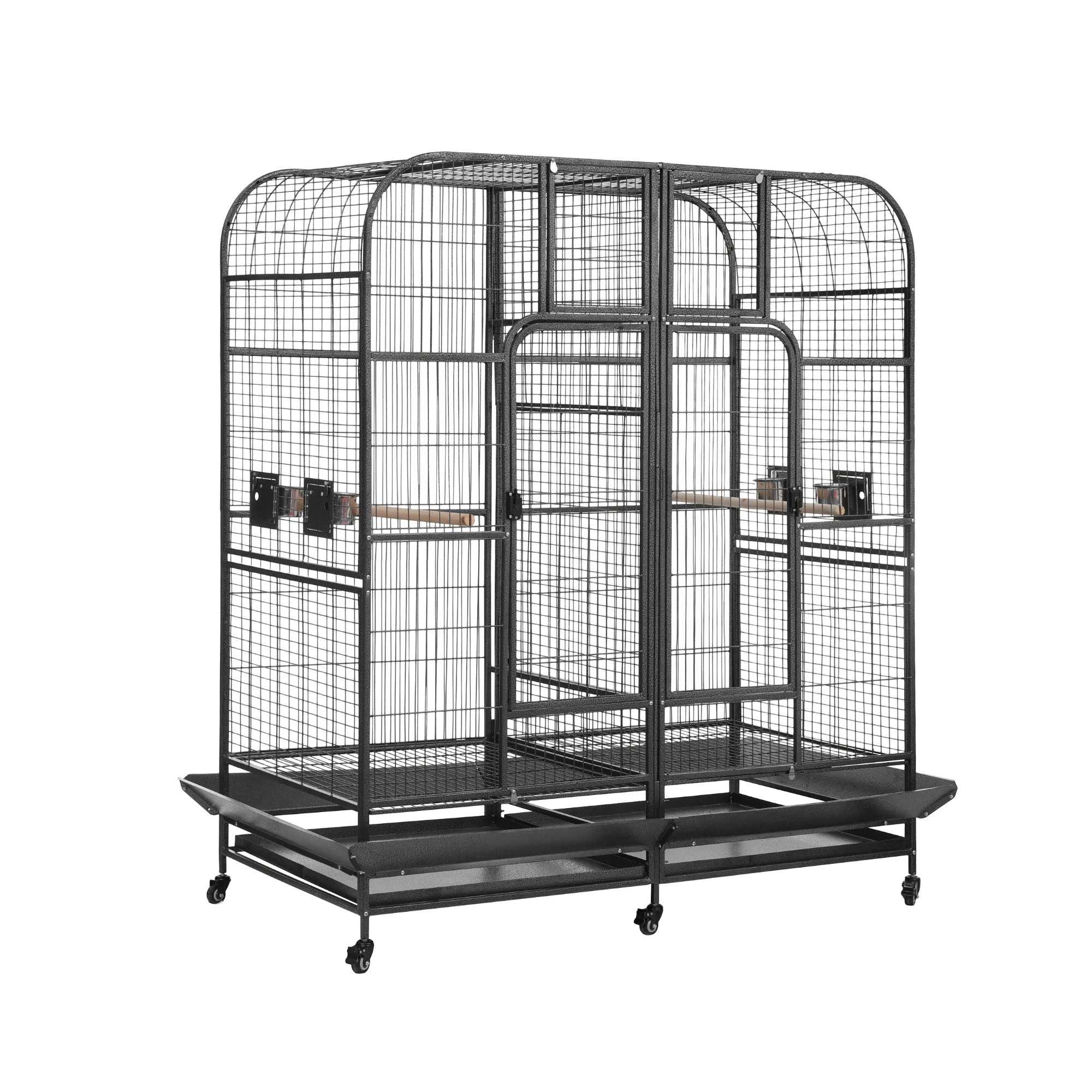 1 i.Pet Bird Cage Extra Large Aviary 185cm Pet Parrot Cage Castor Wheel Removable Divider - Black, 1 of 6