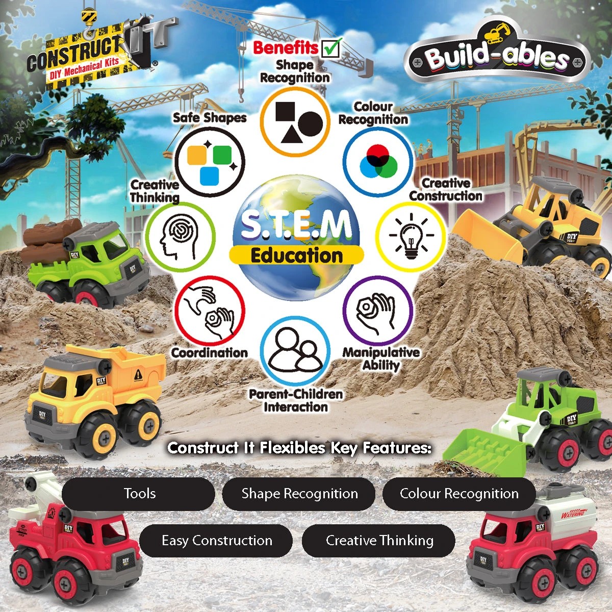 5 Construct-It Build-ables - Building Site Vehicles 2 in 1, 5 of 8