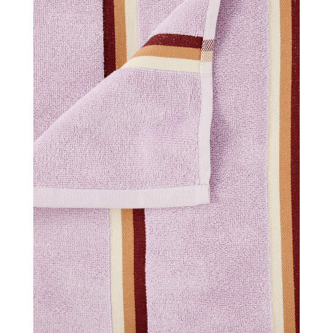 2 Stripe Reversible Cotton Bath Towel - Lilac, 2 of 5