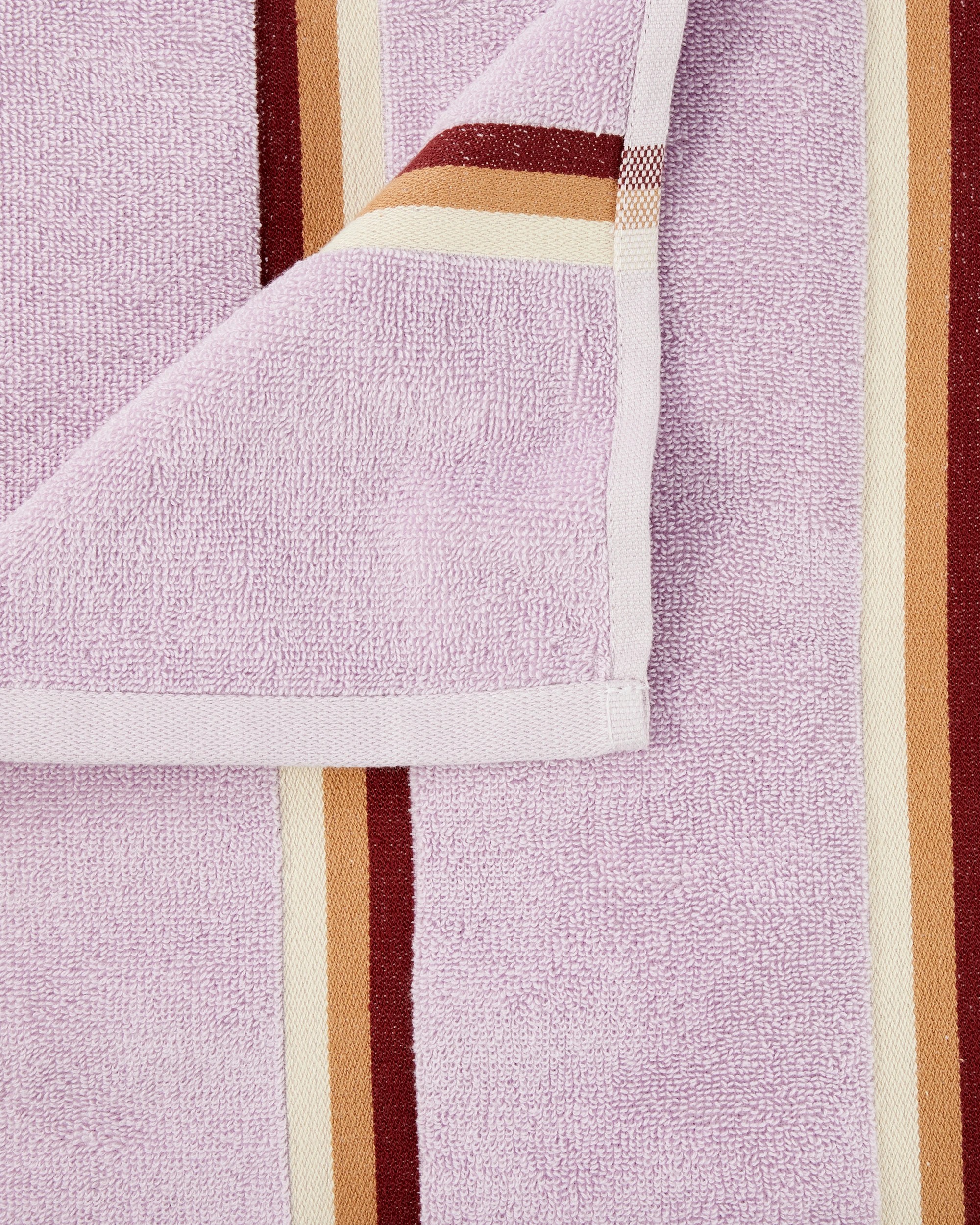 2 Stripe Reversible Cotton Bath Towel - Lilac, 2 of 5