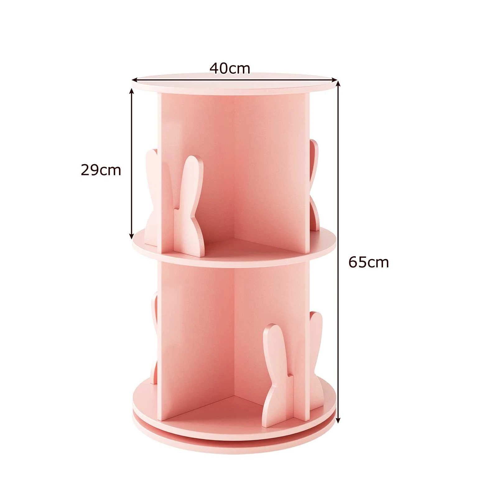 2 Costway Rotating Bookshelf 2-tier Bookcase Cute Bunny - Pink, 2 of 3