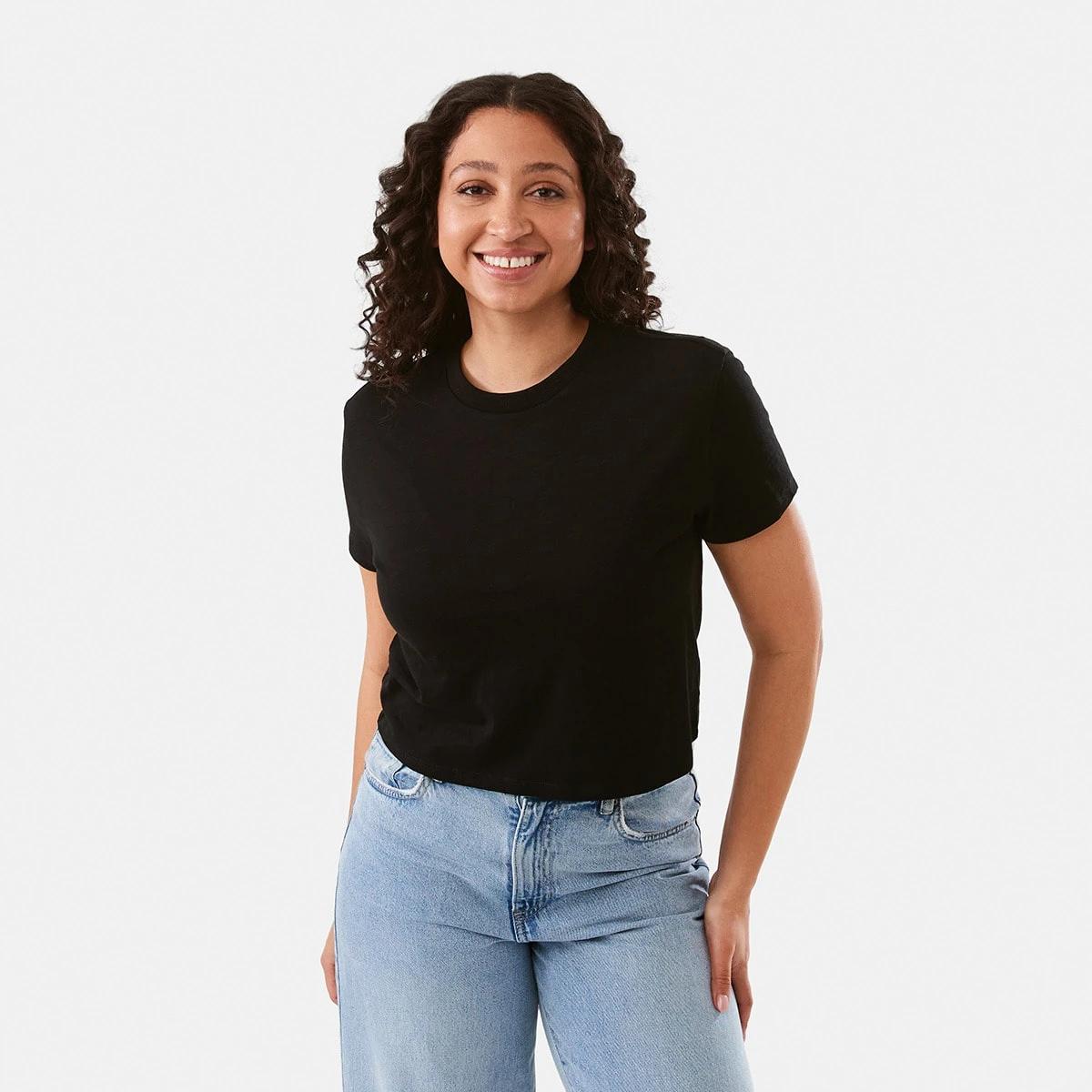 1 Short Sleeve Shrunken T-shirt BLACK, 1 of 6