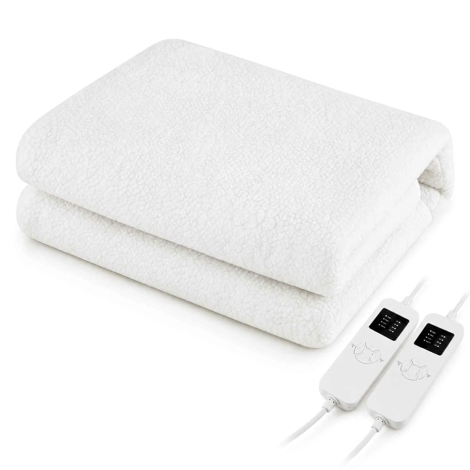 1 Costway Queen Size Electric Blanket Massage Table Pads Soft Fleece Heated Pad w/Timer, 1 of 1