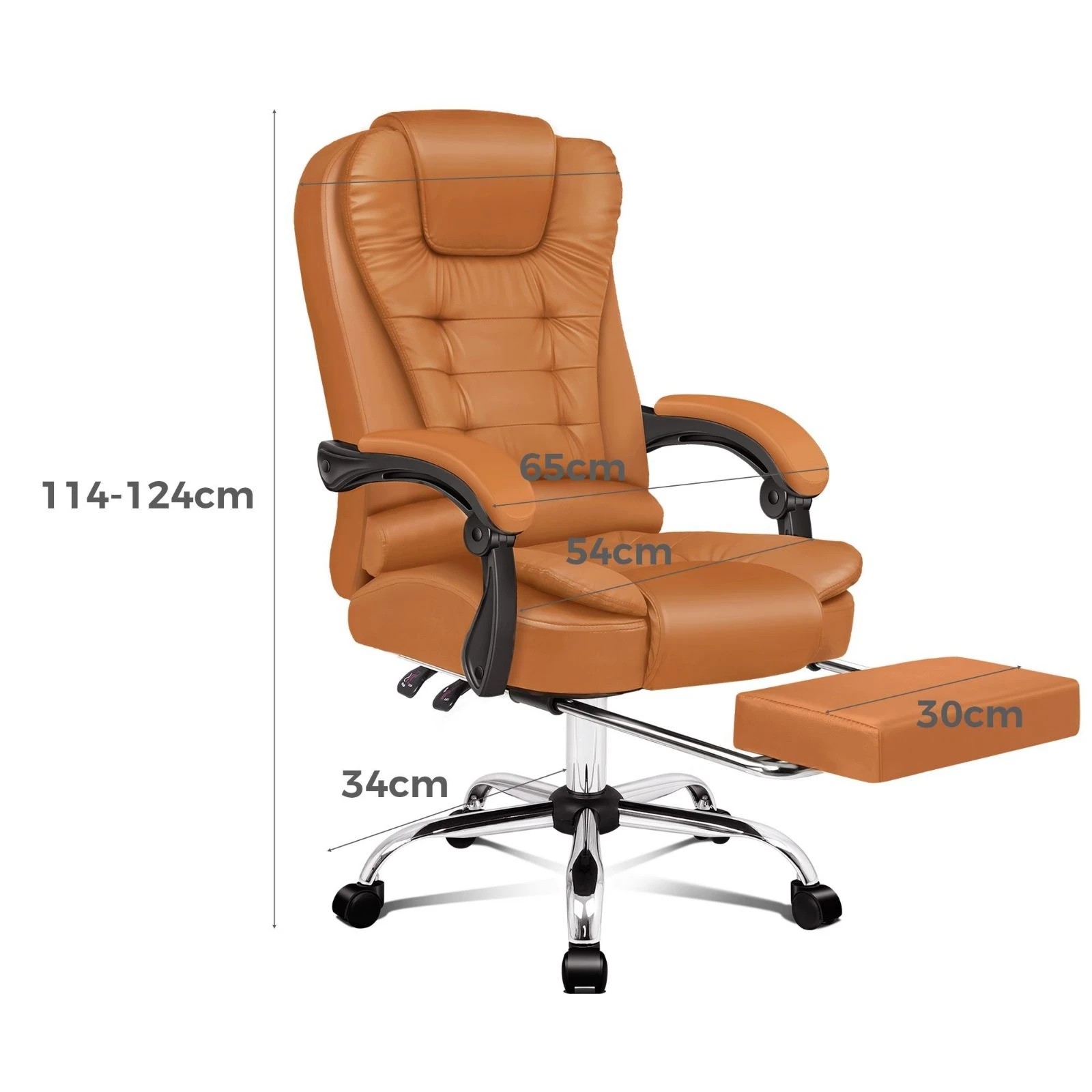 3 Alfordson Office Chair Gaming Executive Computer Racer Footrest PU Leather Seat - Brown, 3 of 10