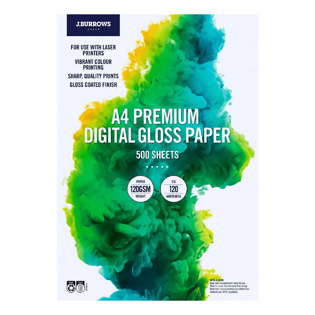 1 J.Burrows A4 120gsm Digital Coated Paper Gloss 500 Sheet Ream, 1 of 1