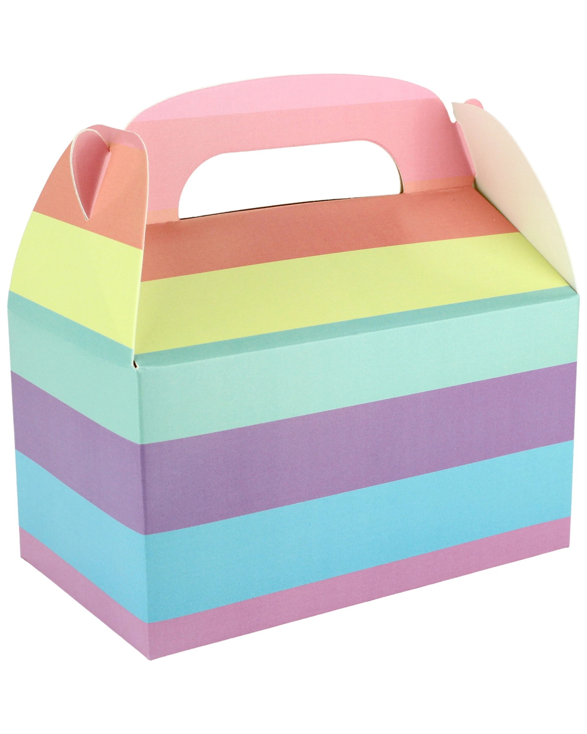 1 Partyrama Pastel Stripe Lolly/Treat Boxes with Handle Pack of 6 - Pastel, 1 of 2