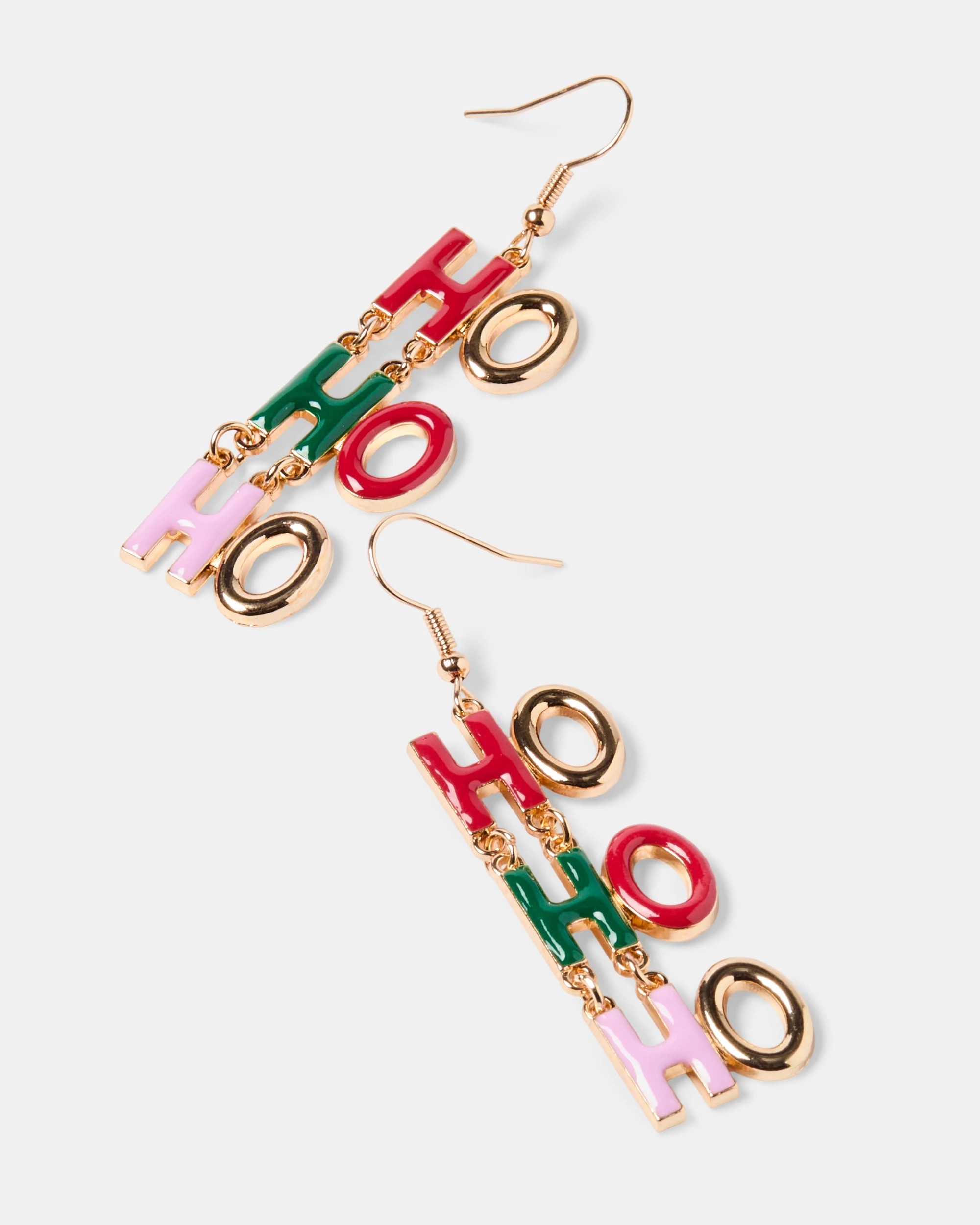 2 Ho Ho Ho Earrings - Pink, Red, Green and Gold Tone, 2 of 3