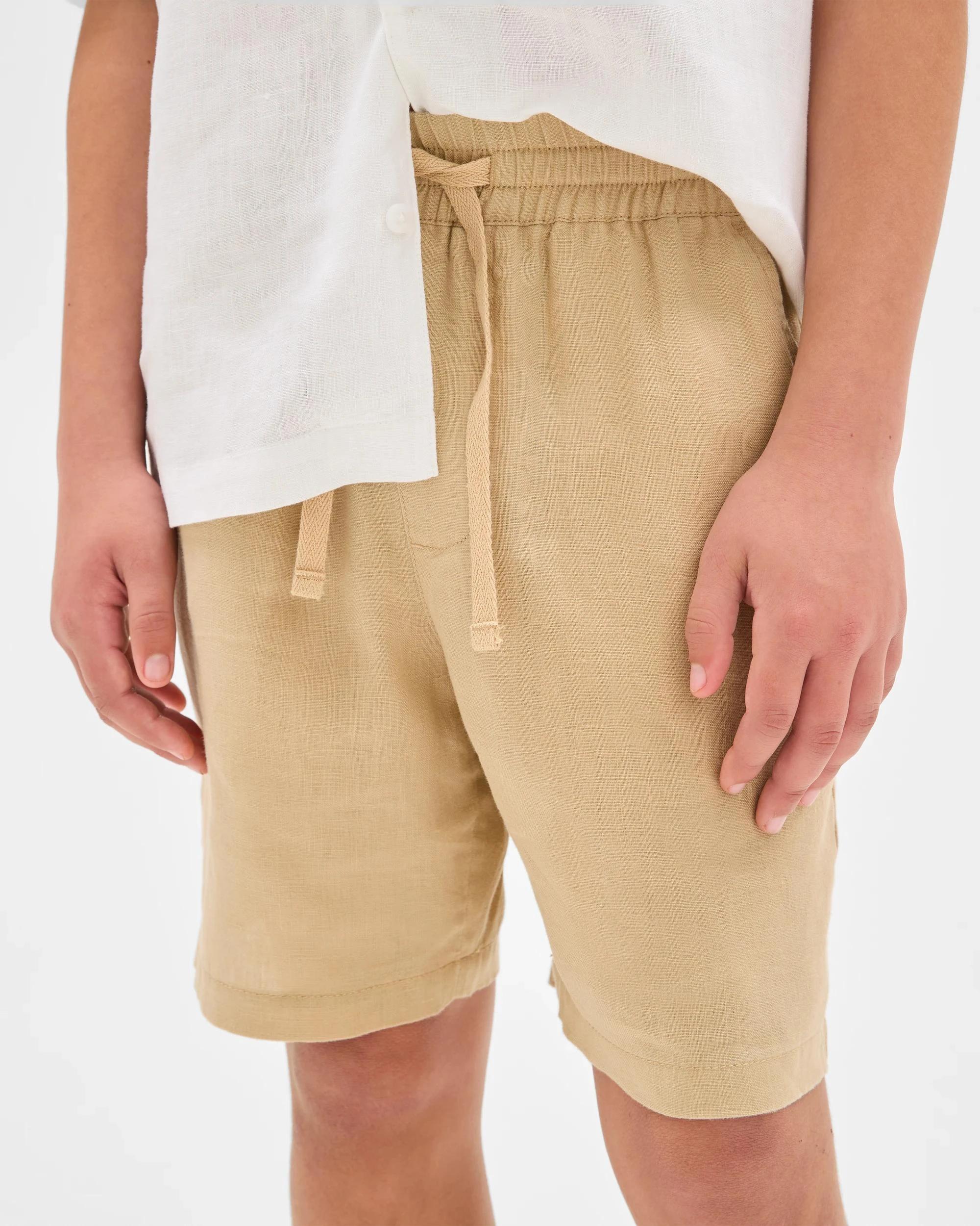 2 Target European Linen Shorts TAN, 2 of 6